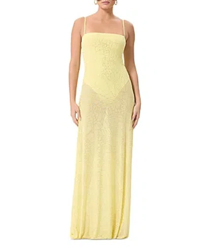 Afrm Shae Mesh Bodysuit Illusion Maxi Dress In Buttercup