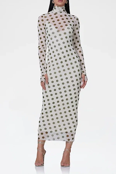 AFRM SHAILENE BIRCH DOT MESH BODYCON MIDI DRESS IN BIRCH DOT, WOMEN'S AT URBAN OUTFITTERS