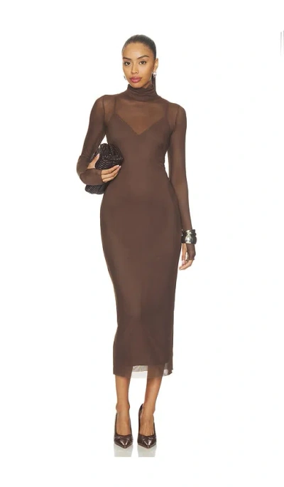Afrm Shailene Dress In Brown
