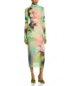 Afrm Shailene Floral Turtleneck Midi Dress In Sunbeam Floral