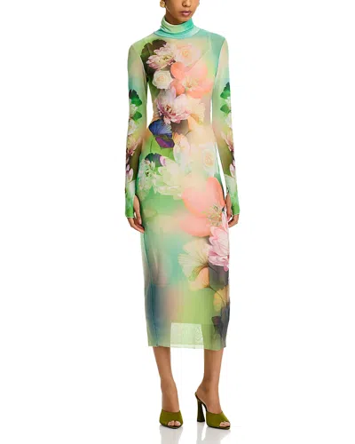 Afrm Shailene Floral Turtleneck Midi Dress In Sunbeam Floral