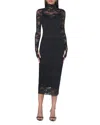 Afrm Shailene Long Sleeve Turtleneck Lace Dress In Black