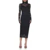 Afrm Shailene Long Sleeve Turtleneck Lace Dress In Noir