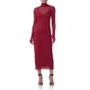 Afrm Shailene Long Sleeve Turtleneck Mesh Dress In Rhubarb