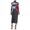 Afrm Shailene Long Sleeve Turtleneck Mesh Dress