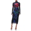 Afrm Shailene Mock Neck Mido Dress