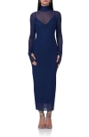 Afrm Shailene Mesh Bodycon Dress In Bright Navy