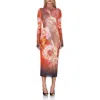 Afrm Shailene Long Sleeve Turtleneck Mesh Dress In Rose Statue