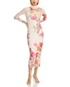 Afrm Shailene Long Sleeve Turtleneck Midi Dress In Falling Rose