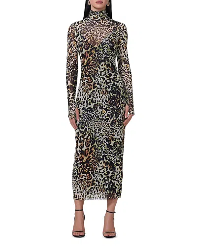 Afrm Shailene Mesh Bodycon Dress In Fall Animal