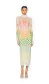 Afrm Didi Printed Long Sleeve Mesh Maxi Dress In 柔和渐变色
