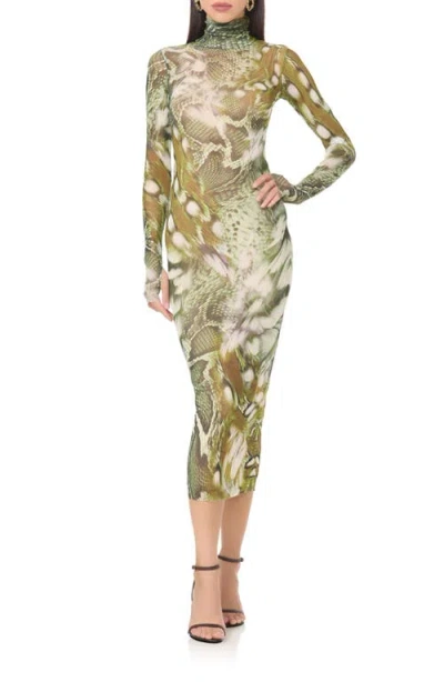 Afrm Shailene Midi Dress In Vintage Snake Swirl