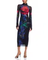 Afrm Shailene Mock Neck Mido Dress In Realism Rose