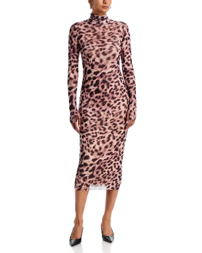 Afrm Shailene Printed Mesh Midi Dress Dress In Multi