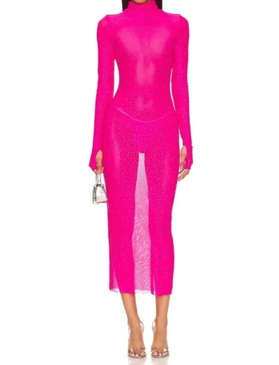Afrm Shailene Rhinestone Dress In Glow Pink