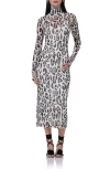 Afrm Jamm Long Sleeve Cutout Dress In Stark Leopard