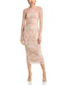 Afrm Shailene Turtleneck Long Sleeve Midi Dress In Almond Lace