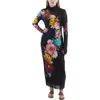AFRM SHAILENE WOMENS FLORAL PRINT TURTLENECK MAXI DRESS
