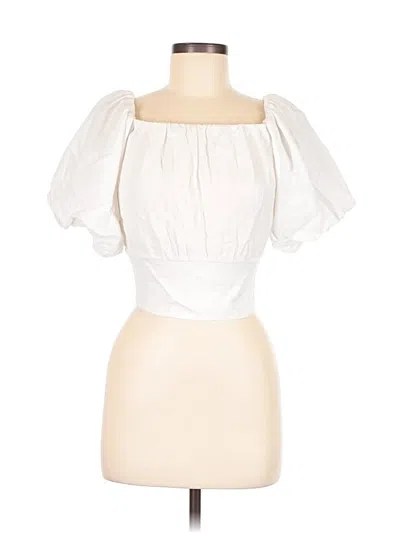 Pre-owned Afrm Short Sleeve Blouse In White