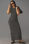 Afrm Short-sleeve Slim Mesh Maxi Dress In Black