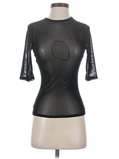 Pre-owned Afrm Short Sleeve Top Black Keyhole Neckline Tops
