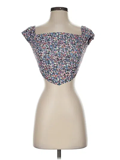 Pre-owned Afrm Short Sleeve Top Purple Strapless Neckline Tops