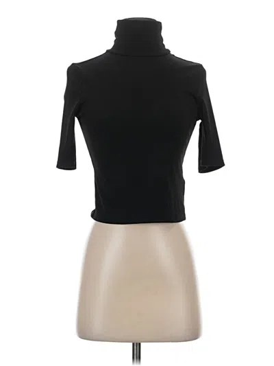 Pre-owned Afrm Short Sleeve Turtleneck In Black
