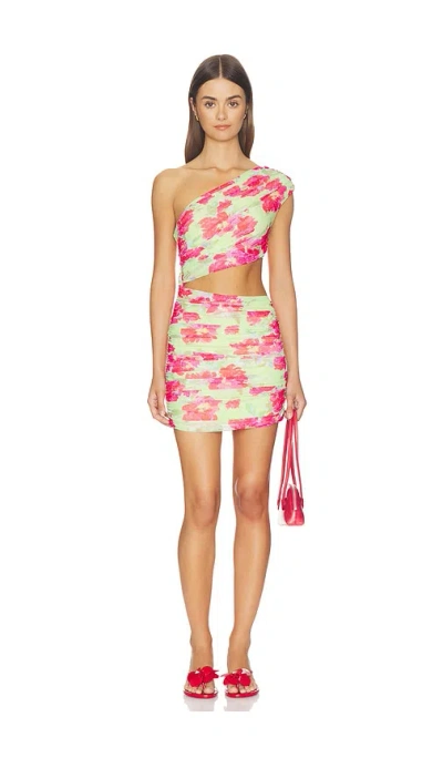 Afrm Sinclair One Shoulder Mini Dress In Multi