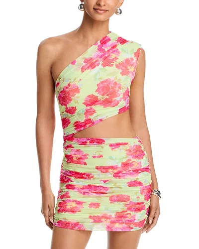 Afrm Sinclair One Shoulder Mini Dress In Multi