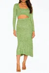 AFRM SKYE CUTOUT RIBBED-KNIT MIDI DRESS IN MARLED LIME