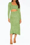 Afrm Skye Cutout Ribbed-knit Midi Dress In Marled Lime In Green