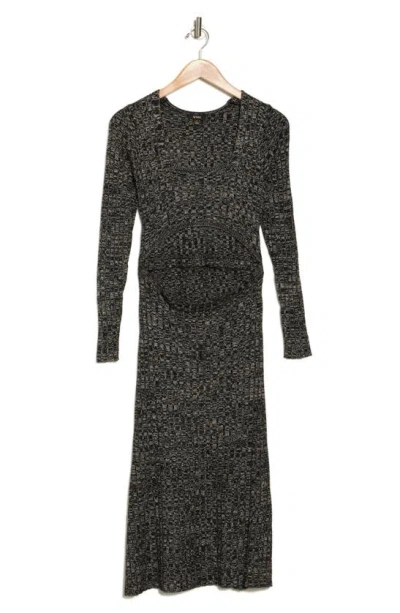 Afrm Skye Long Sleeve Cutout Sweater Dress In Noir