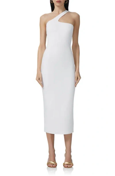 Afrm Sloane Asymmetric Neck Midi Dress In Bright White