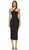 Afrm One-shoulder Knit Midi Dress In 黑色