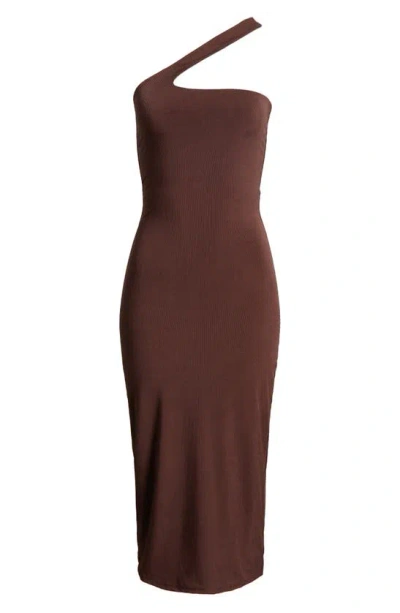 Afrm Sloane One-shoulder Midi Dress In Cappuccino