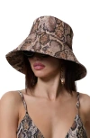 Afrm Snake Print Bucket Hat In Neutral
