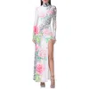 Afrm Sonya Print Long Sleeve Sheer Mesh Maxi Dress In Zebra Rose