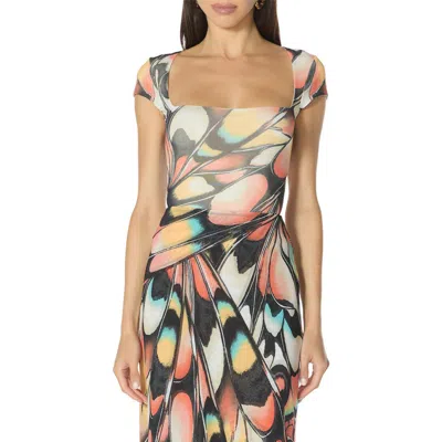 Afrm Square Neck Cap Sleeve Top In Multi