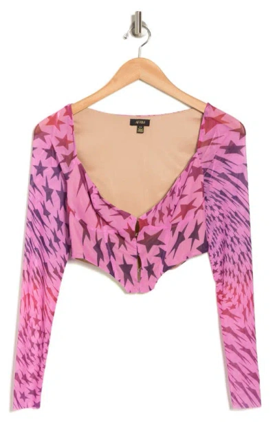 Afrm Star Grecian Corset Top In Abstract Pink Star