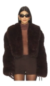 Afrm Stephanie Faux Fur Coat In Brown