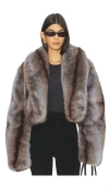 Afrm Stephanie Faux Fur Coat In Brown