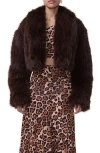 Afrm Stephanie Faux Fur Jacket In Brown