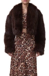 Afrm Stephanie Faux Fur Jacket In Brown