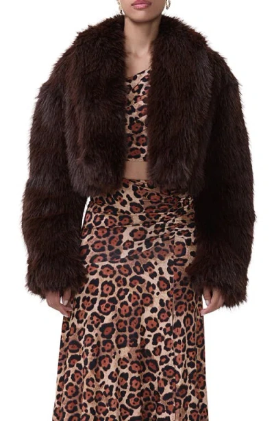 Afrm Stephanie Faux Fur Jacket In Brown