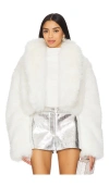 Afrm Stephanie Fur Jacket In White