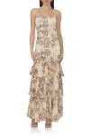Afrm Storm Snakeskin Print Tiered Halter Maxi Dress In Shine Snake