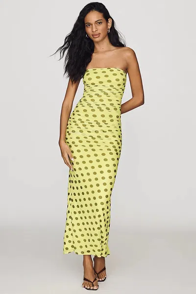 Afrm Strapless Mesh Maxi Dress In Yellow