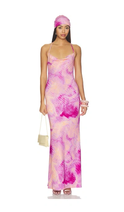 Afrm Sunndy Dress In Lavender Snake