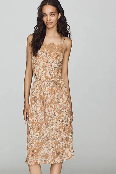 Afrm Tabitha Lace-trim Midi Dress In Multi