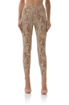 Afrm Tallie Snakeskin Print Stirrup Pants In Brown